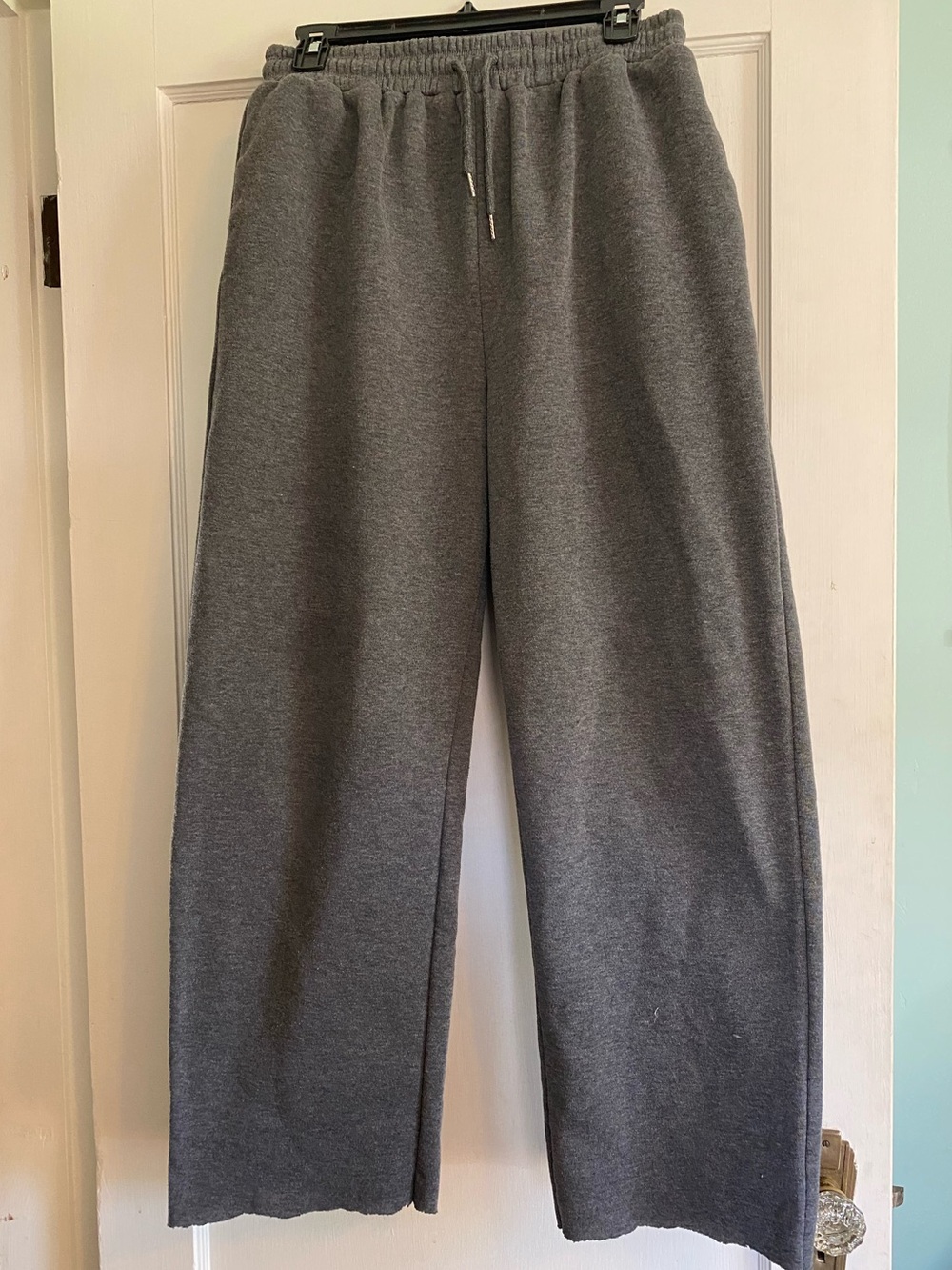 Classic Wide-Leg Drawstring Sweatpants - Dark Gray